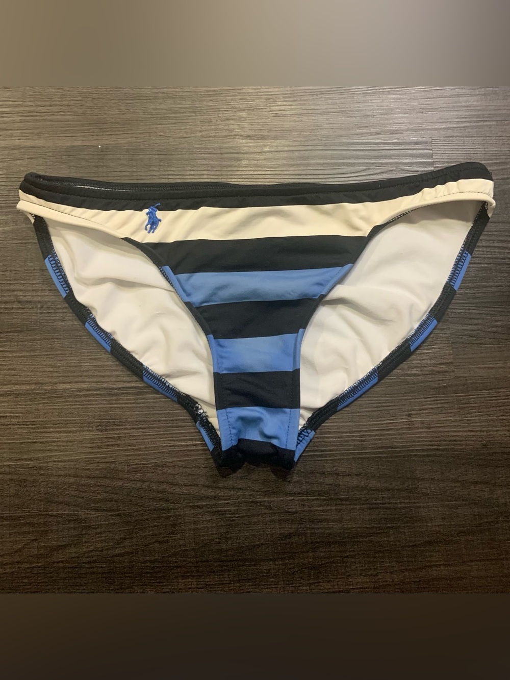 Ralph Lauren Black, White & Blue Striped Bikini Bottoms